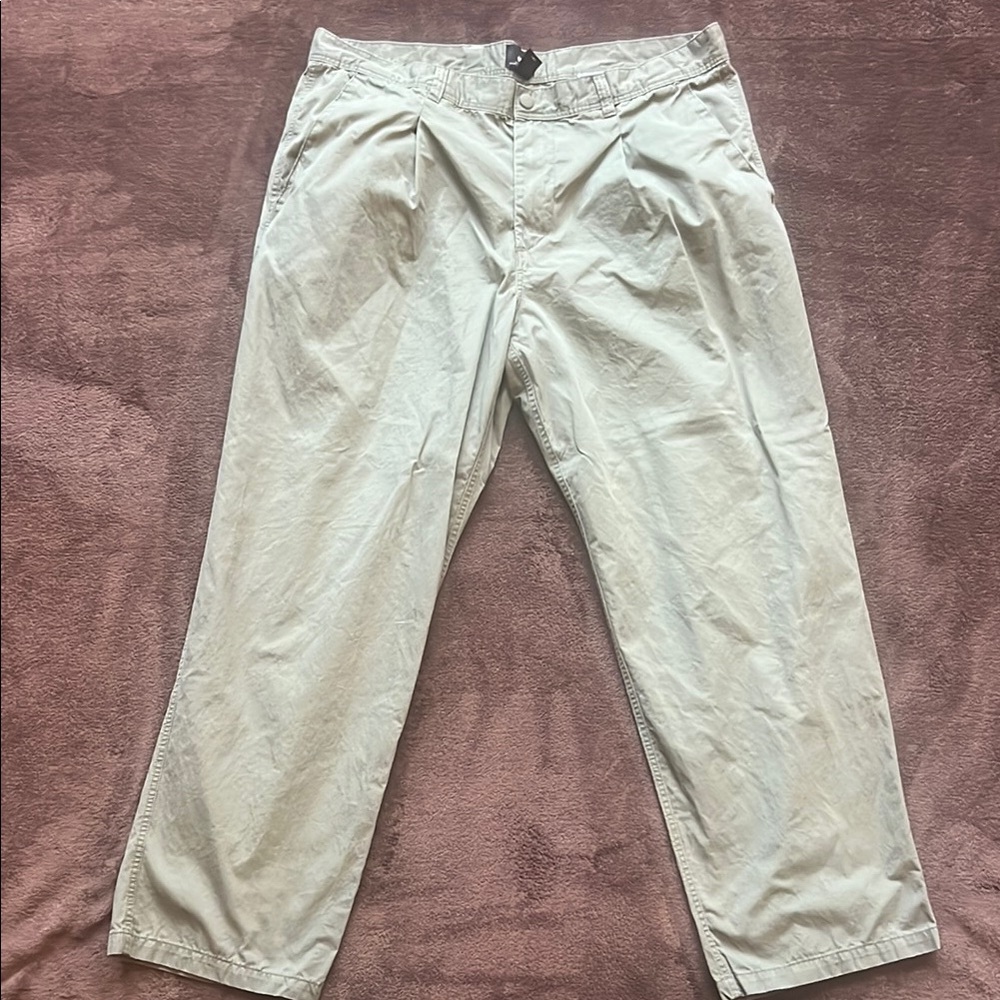 H&M Cream Chinos Relaxed Fit Cotton Blend